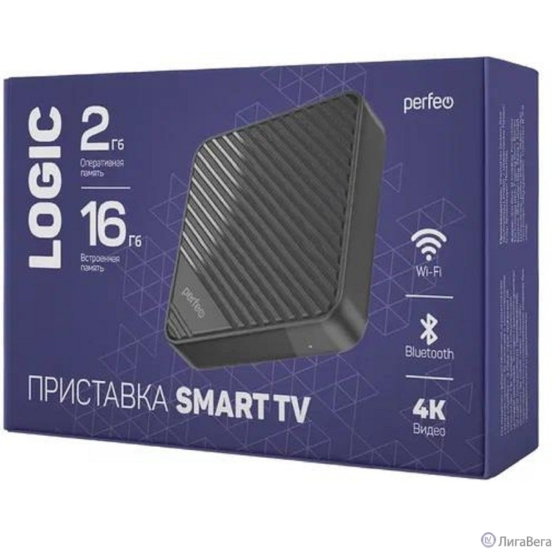 Perfeo SMART TV BOX приставка ″LOGIC 2/16″,Allwinner H313,Android 10, 2Gb/16Gb,Пульт Bluetooth
