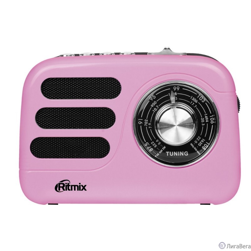 RITMIX RPR-033 PINK {Радиоприёмник порт 3хдиапазонный FM/AM/SW, Bluetooth v.5.3, воспр. с USB и с карт памяти micro SD (до 32Gb),  динамик 52мм 5 Вт 4 Ом}