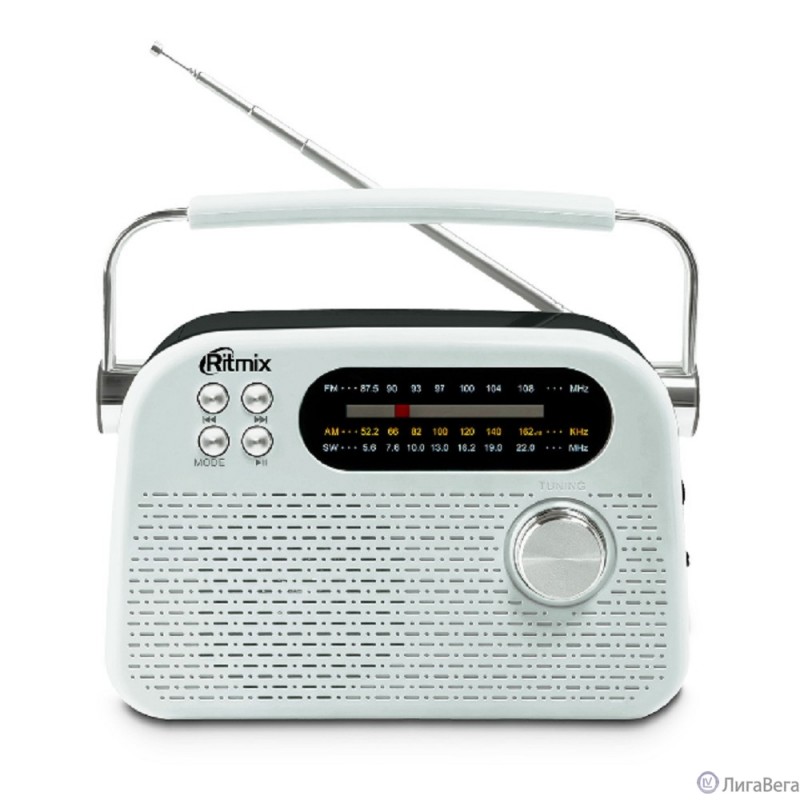 RITMIX RPR-045 WHITE {Радиоприёмник портативный 3хдиапазонный FM/AM/SW,Bluetooth v.5.3, воспроизв. с USB и с карт пам. micro SD (до 32Gb)} RITMIX RPR-045 WHITE {Радиоприёмник портативный 3хдиапазонный FM/AM/SW,Bluetooth v.5.3, воспроизв. с USB и с карт пам. micro SD (до 32Gb)}