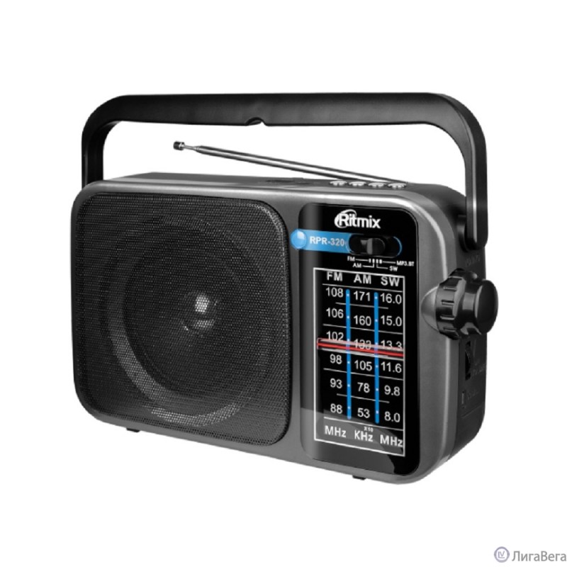 RITMIX RPR-320 {ФМ радиоприёмник 3-диапазонный (FM/AM/SW), Bluetooth v.5.2,  воспроизв. с micro SD карт памяти или USB флэш носителей}