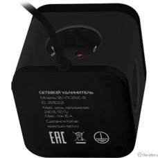 BURO BU-PC3.1UC-B 1.5м (3 розетки) черный (коробка) {2090221}
