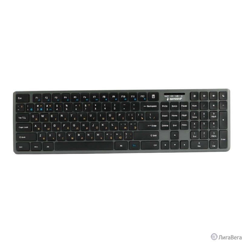 Клавиатура беспроводная Gembird KBW-8460, 103кл+5 доп, 12Fn, ножничная, тихая, BT 5.0/2.4 ГГц, черная