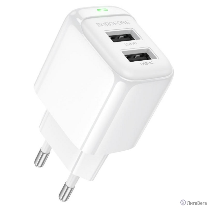 BOROFONE BAS41A/ Сетевое ЗУ/ 2 USB/ Выход: 12W/ White