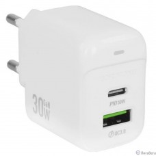 BOROFONE BAS45A/ Сетевое ЗУ/PD + QC 3.0/ 2 USB: Type-C + Type-A/ Выход: 30W + 18W/ White