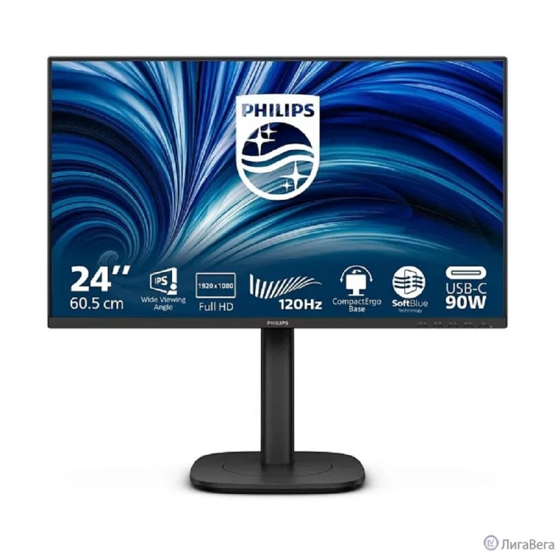 LCD PHILIPS 23.8″ 24B2U3301 {IPS 1920x1080 120Hz 4ms 300cd HDMI DisplayPort 4xUSB USB-C(90W) RJ-45 2x2W Tilt Swiv HAS Pivot Internal Vesa}
