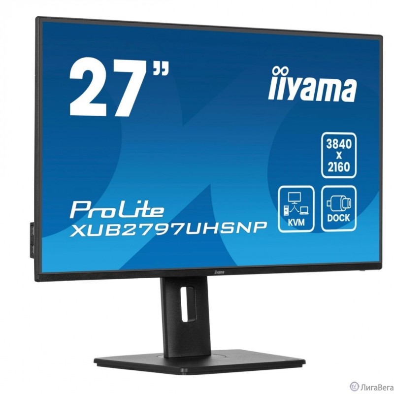 LCD IIYAMA 27″ XUB2797UHSNP-B1 черный {IPS 3840x2160 60Hz 350cd HDMI DisplayPort USB M/M HAS Pivot In}
