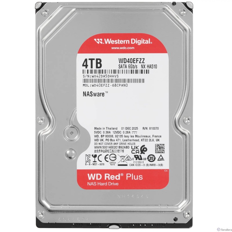4TB WD Red Plus WD40EFZZ 3.5″ 5400 RPM 128MB SATA-III NAS Edition 4TB WD Red Plus WD40EFZZ 3.5″ 5400 RPM 128MB SATA-III NAS Edition