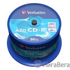 43343 Диски CD-R Verbatim 50шт, 700MB 52-x, CRYSTAL AZO, Cake Box 