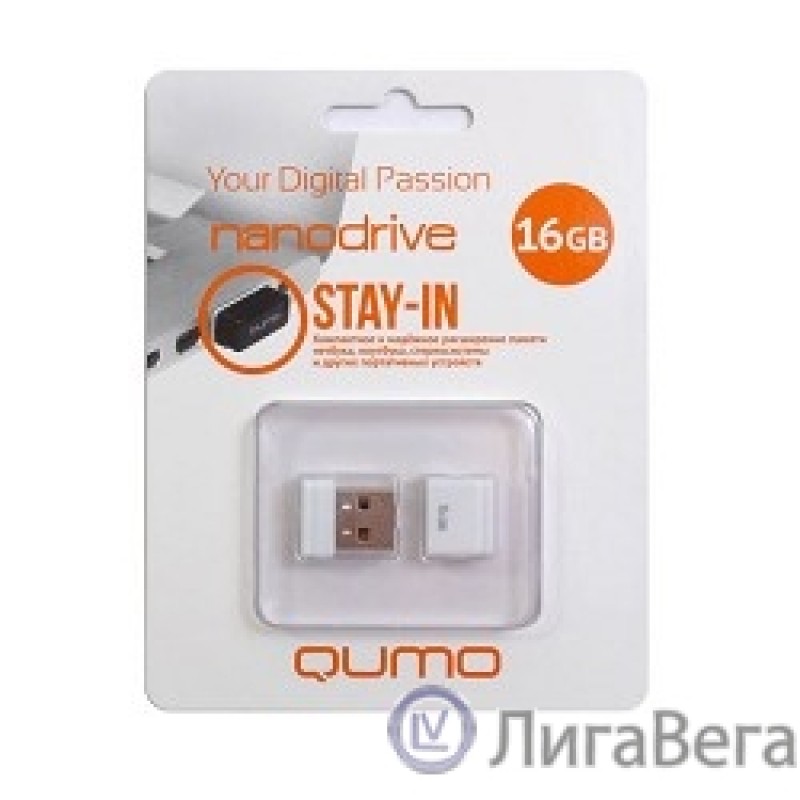 USB 2.0 QUMO 16GB NANO [QM16GUD-NANO-W] White