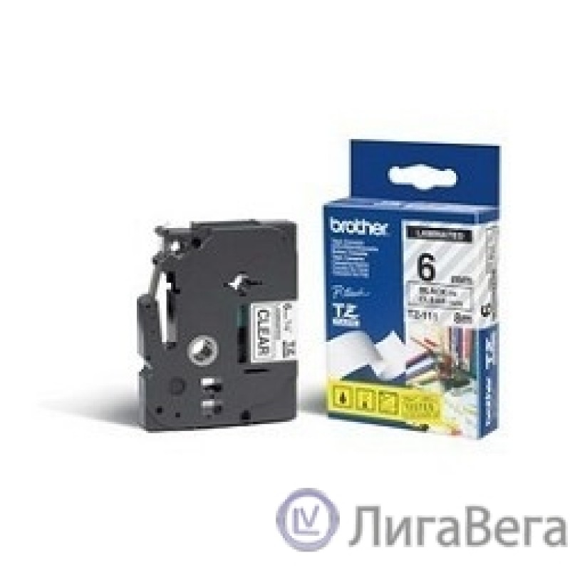 Brother TZE-111 Картридж  для термопринтера P-Touch с лентой 6 мм черный на прозрачном