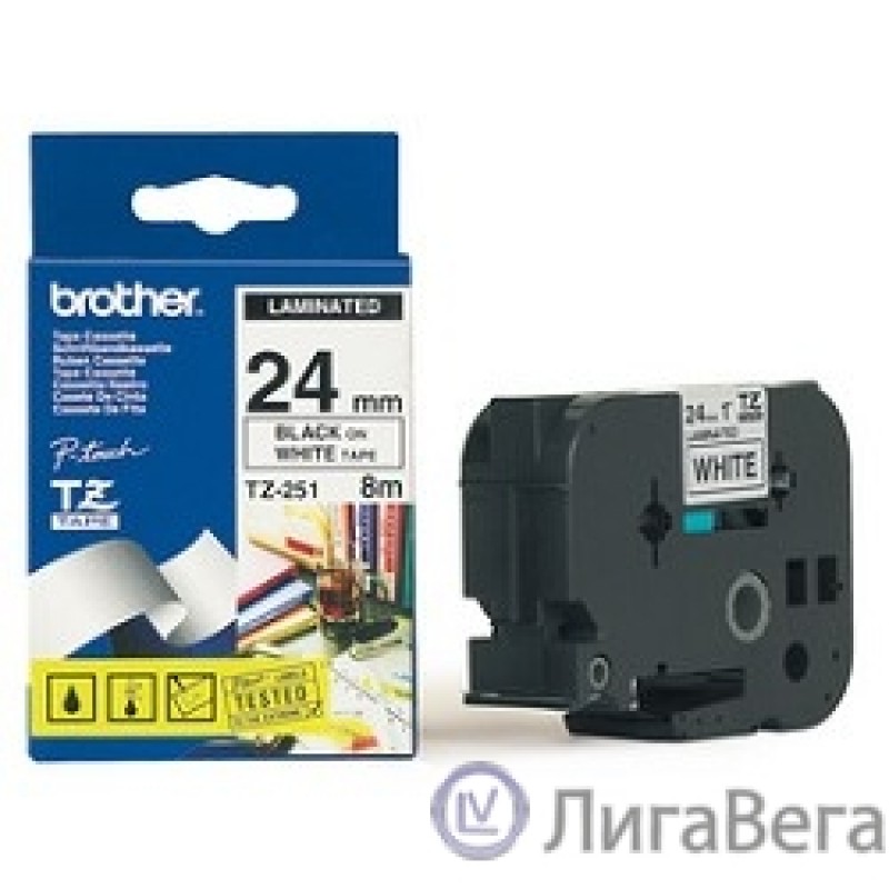 Brother TZE-251 Картридж с лентой (P-Touch, 24мм, Черный на белом) (TZE251)