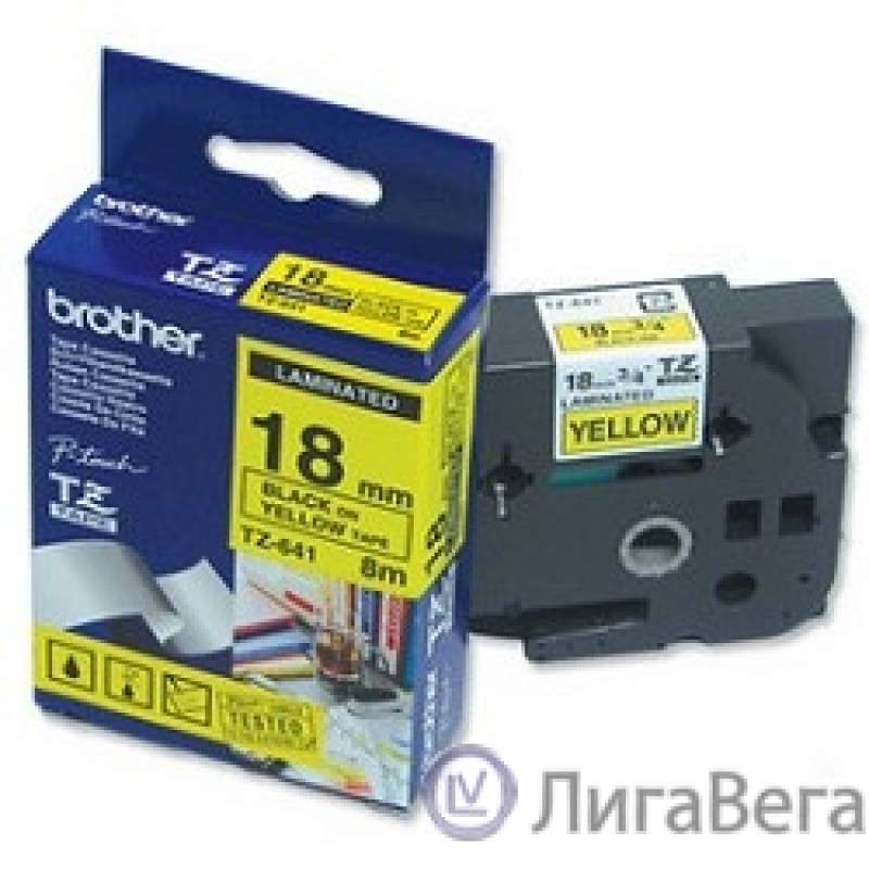 Brother TZE-641 Картридж с лентой (P-Touch, 18мм, Черный на желтом) Brother TZE-641 Картридж с лентой (P-Touch, 18мм, Черный на желтом)