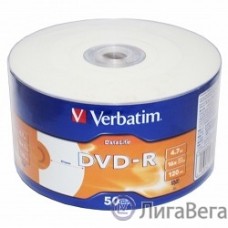 Verbatim  Диски DVD-R  4,7 Gb 16x DataLife Inkjet Printable, Shrink, 50 шт (43793)