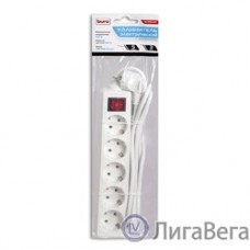 BURO Сетевой удлинитель 5 розеток, 3 метра, (BU-PS5.3/W), белый (пакет ПЭ) {828017}