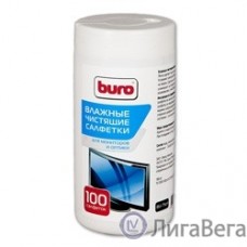Салфетки BURO BU-Tscrl для экранов ЭЛТ мониторов/плазменных/ЖК телевизоров/мониторов с покрытием из стекла туба 100шт влажных [817440]