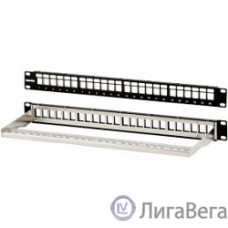 Hyperline PPBL3-19-24-SH-RM Модульная патч-панель 19″, 24 порта, Flat Type, 1U, для экранированных и неэкранированных модулей KJ2(C6A), KJ5, KJE, KJNE, с задним кабельным организатором (без модулей)