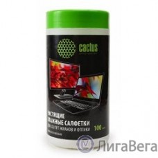 CACTUS Салфетки CS-T1001 Туба с чистящими салфетками для экранов и оптики, 100 шт