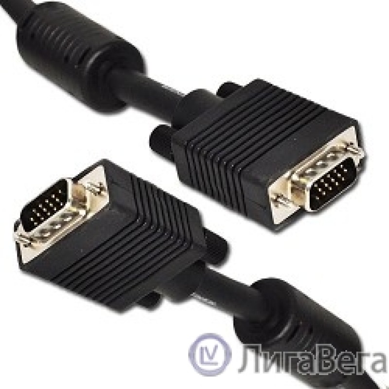 Gembird/Cablexpert CC-PPVGA-10M-B, Кабель VGA Premium , 15M/15M, 10м, черный, тройной экран, феррит.кольца Gembird/Cablexpert CC-PPVGA-10M-B, Кабель VGA Premium , 15M/15M, 10м, черный, тройной экран, феррит.кольца