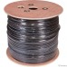 Rexant (01-0046) Кабель витая пара U/UTP, CAT 5e, PE, 4PR, 24AWG, OUTDOOR, SOLID, черный, с тросом, 305м