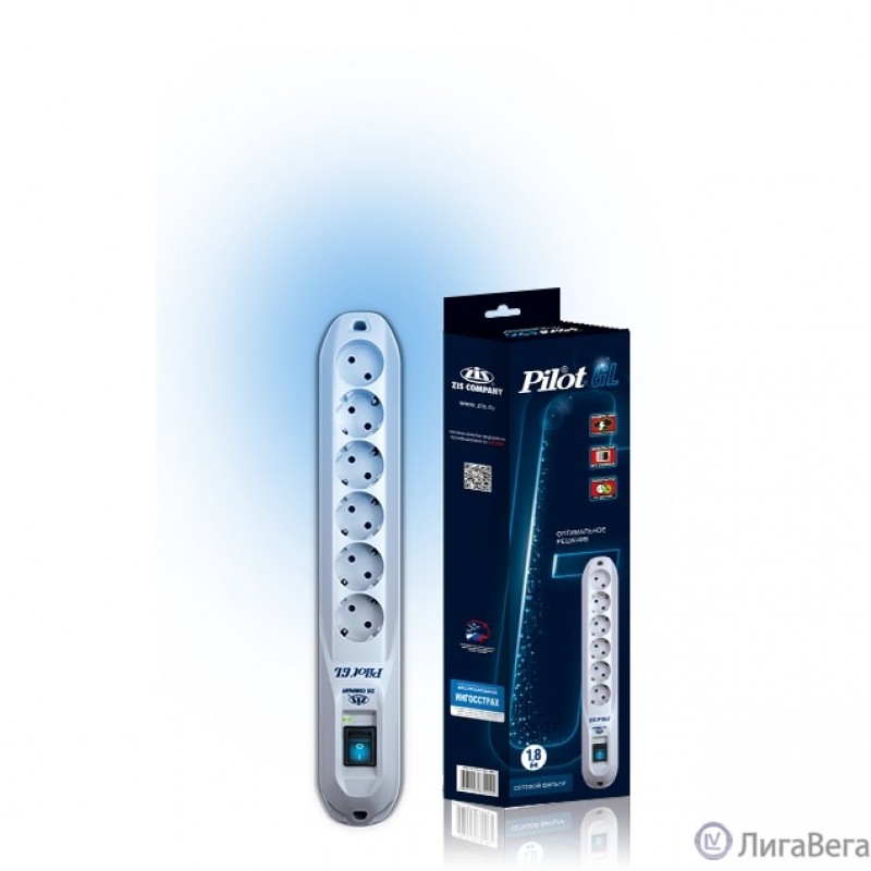 ZIS Сетевой фильтр Pilot - GL-(6) {5 евро, 1 росс.} 10м   ZIS Сетевой фильтр Pilot - GL-(6) {5 евро, 1 росс.} 10м