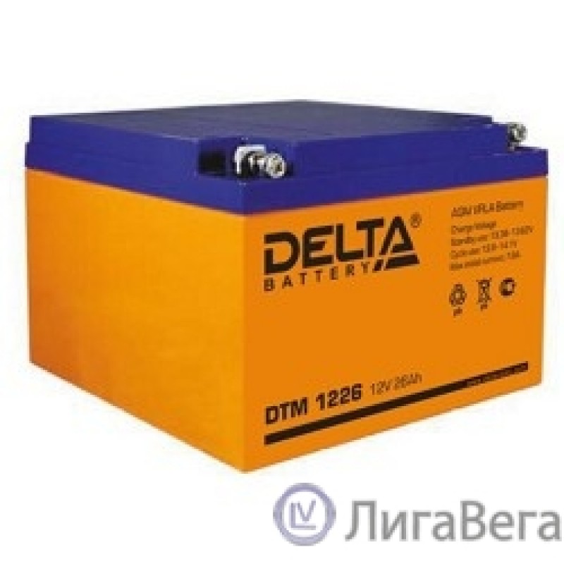 Delta DTM 1226 (26А\ч, 12В) свинцово- кислотный аккумулятор   Delta DTM 1226 (26А\ч, 12В) свинцово- кислотный аккумулятор
