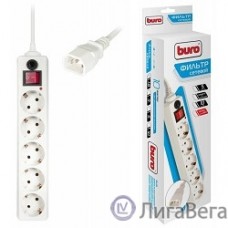 BURO Сетевой фильтр, 5 розеток, 1.8 метра, (500SH-1.8-UPS-W 1.8м) белый (коробка) {992304}