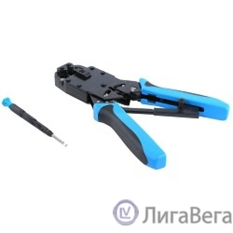 Hyperline HT-2008AR Инструмент обжимной для RJ-45, RJ-12, RJ-11 (8P8C, 6P6C, 4P4C), профессиональный, с храповым механизмом  Hyperline HT-2008AR Инструмент обжимной для RJ-45, RJ-12, RJ-11 (8P8C, 6P6C, 4P4C), профессиональный, с храповым механизмом