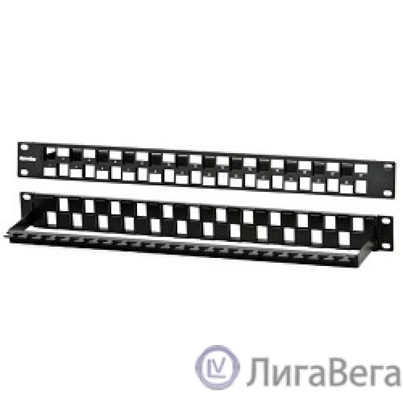 Hyperline PPBL3-19-24S-RM Модульная патч-панель 19″, 24 порта, Flat Type, 1U, для модулей Keystone Jack, с задним кабельным организатором (без модулей)