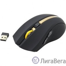 Oklick 495MW черный/золотистый Мышь оптическая (1600dpi) беспроводная USB (6but) [998168]