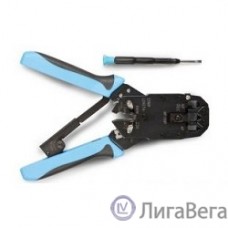 Hyperline HT-200AR Инструмент обжимной для RJ-50, RJ-45, RJ-12, RJ-11 (10P10C, 8P8C типа AMP, 6P6C, 4P4C), профессиональный, с храповым механизмом