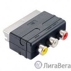 PERFEO Переходник SCART (21 pin) вилка ″IN″ - 3xRCA розетка, видео + стерео-аудио (A7007)