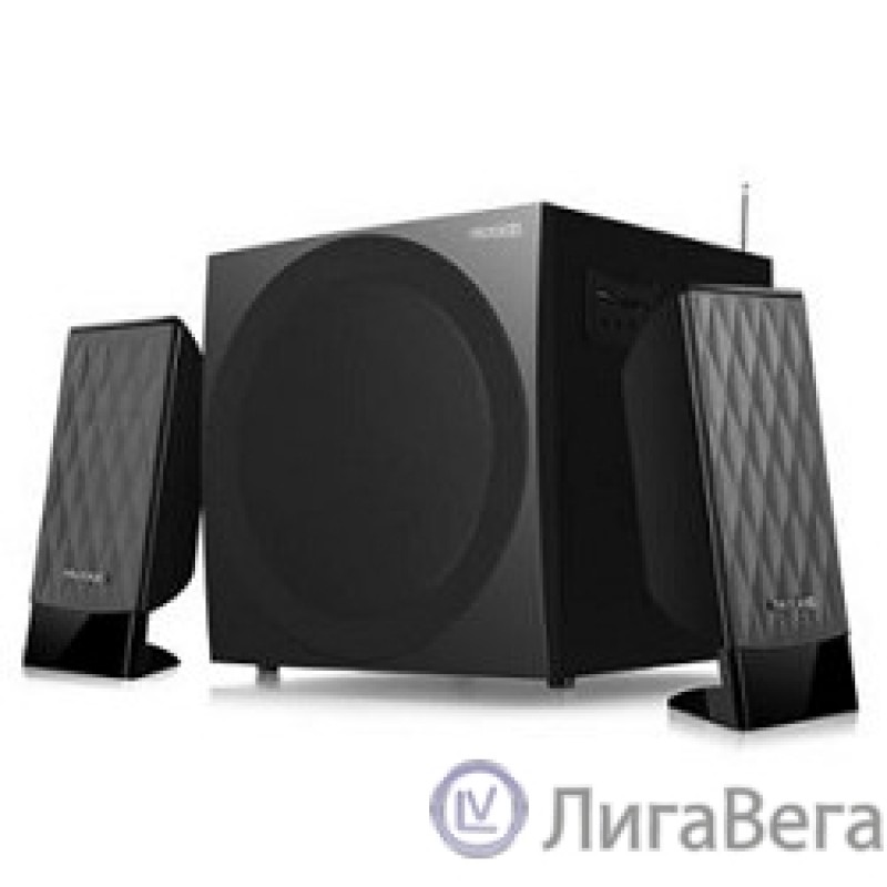 MICROLAB M-300U 2 колонки+сабвуфер дерево чёрные (38W RMS), FM-тюнер