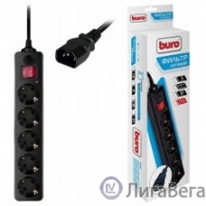 BURO Сетевой фильтр, 5 розеток, 1.8 метра, (500SH-1.8-UPS-B) черный (коробка) {992305}