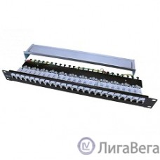 Hyperline PP3-19-24-8P8C-C5E-SH-110D Патч-панель 19″, 1U, 24 порта RJ-45 полн. экран., категория 5e, Dual IDC, ROHS, цвет черный