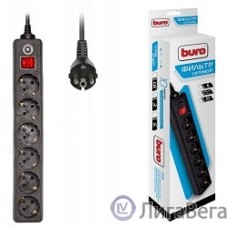 BURO Сетевой фильтр, 6 розеток, 3 метра, (600SH-3-B), черный (коробка) {992272}