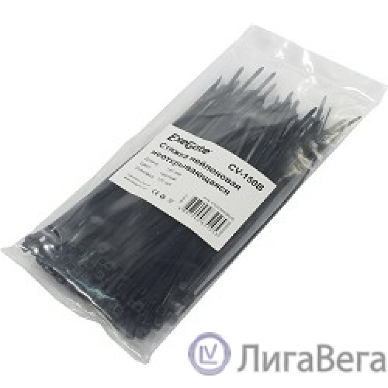 Exegate EX253849RUS Стяжка нейлоновая, неоткрывающаяся. Exegate , 150мм, упак. 100шт Black