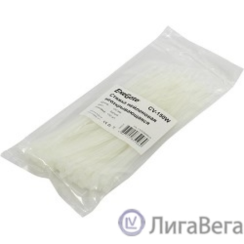 Exegate EX253848RUS Стяжка нейлоновая, неоткрывающаяся. Exegate , 150мм, упак. 100шт White