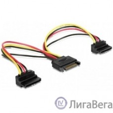 Gembird/Cablexpert Кабель питания SATA, 15см, 15pin (M)/2x15pin(F) на 2 SATA устройства, угловой разъем (CC-SATAM2F-02)