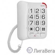 TEXET TX-201 белый { проводной, повторный набор номера, кнопка выключения микрофона, регулятор громкости звонка, белый}