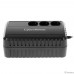ИБП CyberPower BU600E {Line-Interactive, 600VA/360W (3 EURO), 12В/5 Ач х 1}