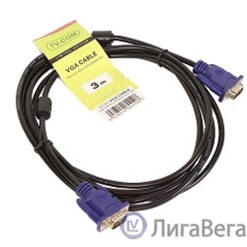 TV-COM Кабель соединительный (QCG120H-3M) SVGA (15M/M) 3m 2 фильтра [6939510844108]