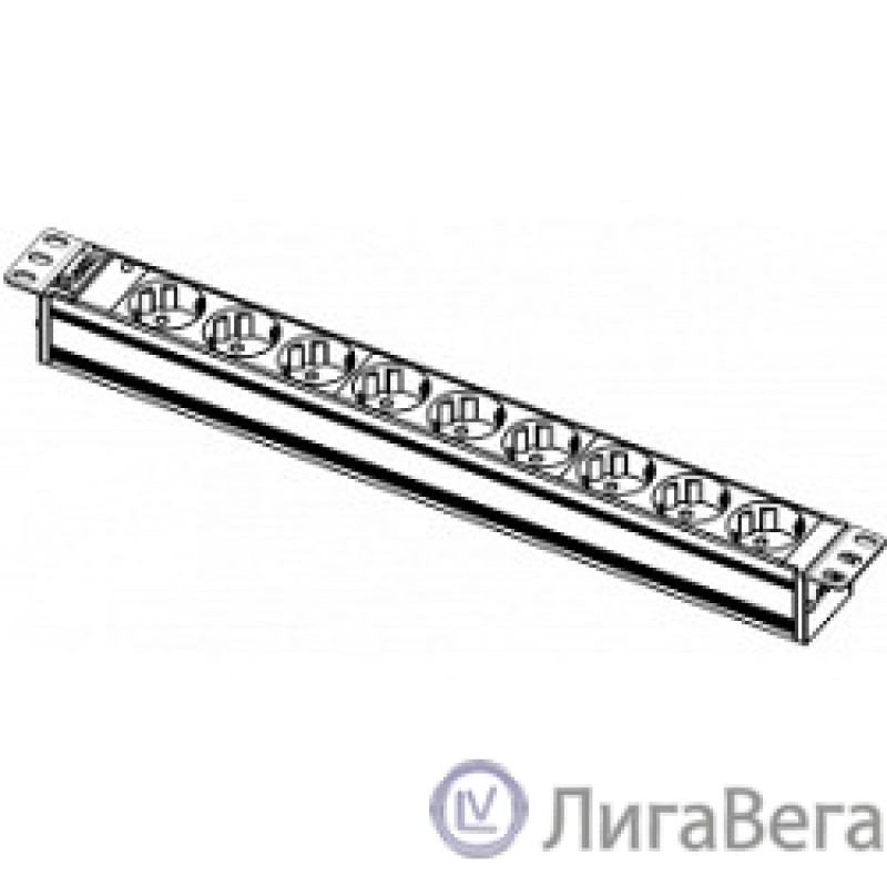 REM Блок розеток Rem-10 без шнура с инд., 9 Schuko, вход IEC 60320 C14, 10A, алюм., 19″ (R-10-9S-I-440-Z)