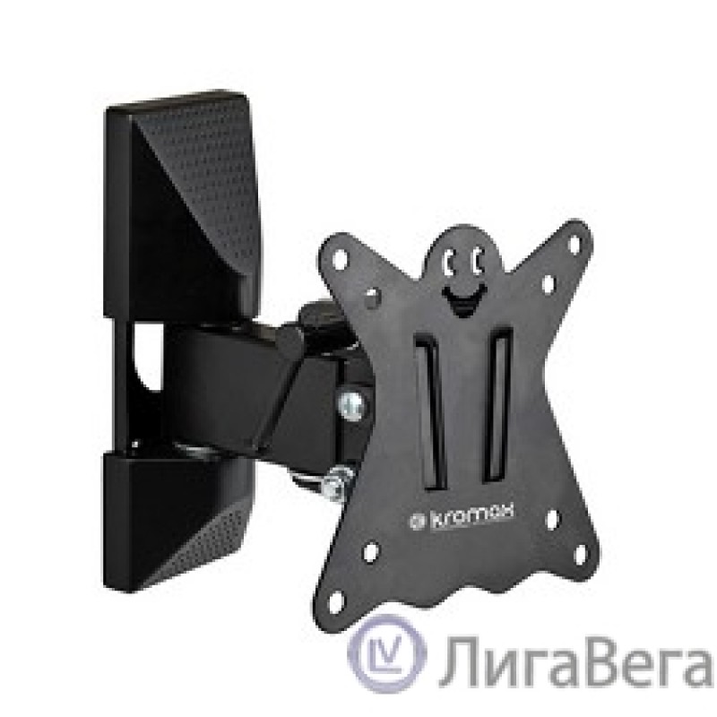 Kromax CASPER-102 black, Кр. стал. наст. для TV 10″-32″, max 25 кг, 3 ст св., нак. +5°-15°, пов. 90°, от ст. 57-110 мм, max VESA 100x100 мм.