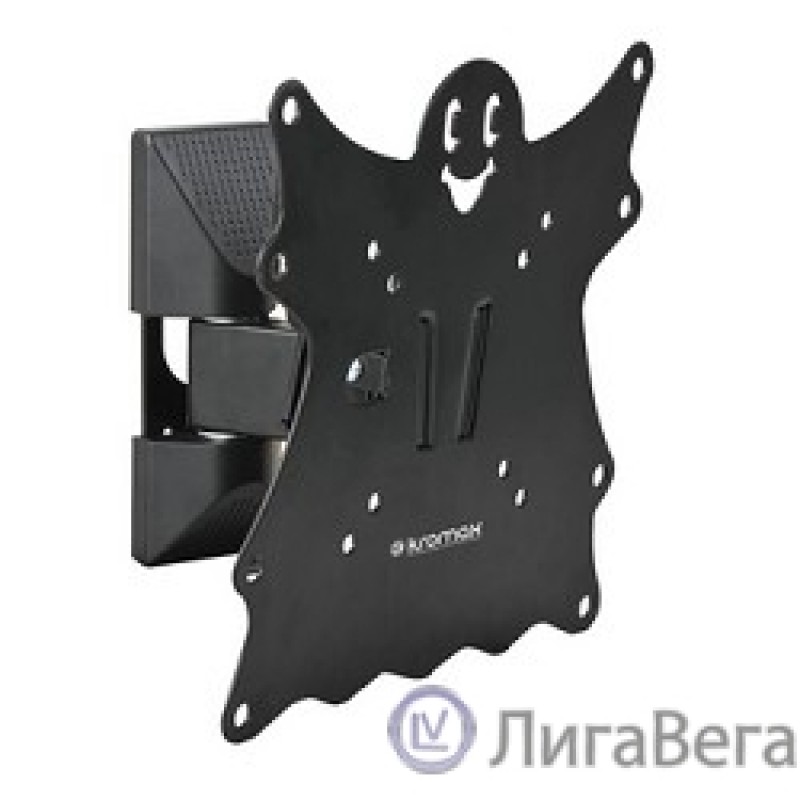 Kromax CASPER-202 black, Кр. стал. наст. для TV 20″-43″, max 30 кг, 3 ст св., нак. +5°-15°, пов. 90°, от ст. 57-110 мм, max VESA 200x200 мм.