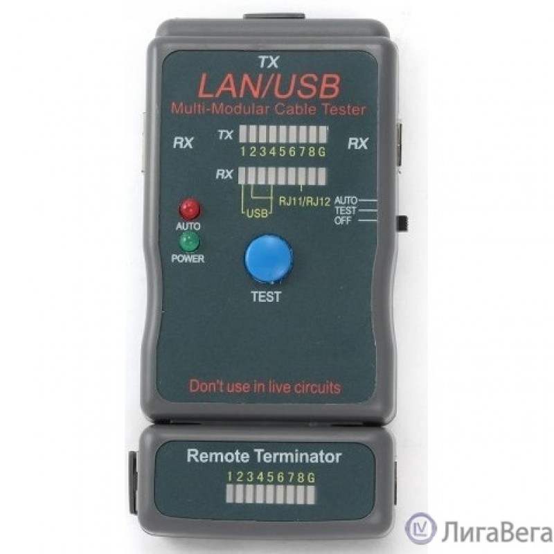 Gembird NCT-2 Тестер LAN Cablexpert , 100/1000 Base-TX,  для UTP, STP, RJ-11, USB-кабеля