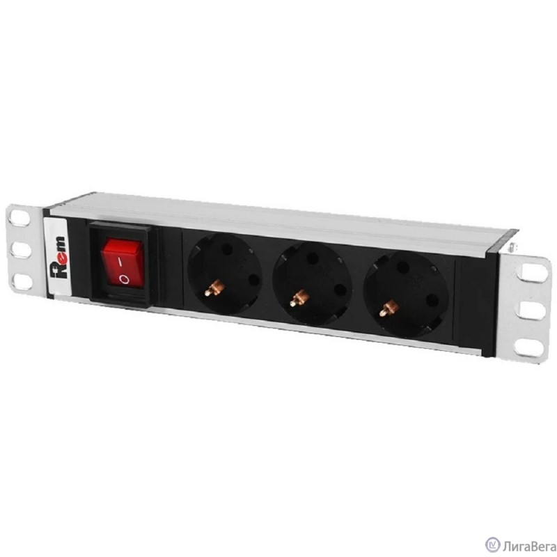 REM Блок розеток Rem-10 без шнура с выкл., 3 Schuko, вход IEC 60320 C14, 10A, алюм., 10″ (R-10-3S-V-220-Z) REM Блок розеток Rem-10 без шнура с выкл., 3 Schuko, вход IEC 60320 C14, 10A, алюм., 10″ (R-10-3S-V-220-Z)