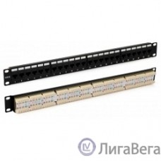 Hyperline PP3-19-24-8P8C-C6-SH-110D Патч-панель 19″, 1U, 24 порта RJ-45 полн. экран., категория 6, Dual IDC, ROHS, цвет черный