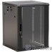 Hyperline TWB-FC-1566-GP-RAL9004 Шкаф настенный 19-дюймовый (19″), 15U, 775х600х600мм, стеклянная дверь с перфорацией по бокам, ручка с замком, с возможностью установки на ножки, цвет черный RAL 9004 