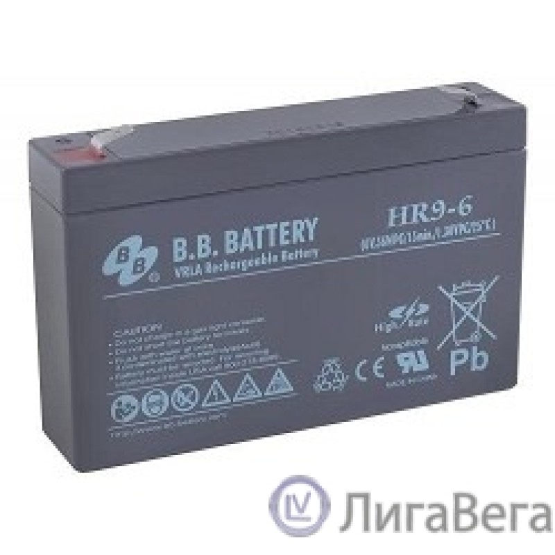 B.B. Battery АКБ HR 9-6 (6V 9(8)Ah  ДхШхВ 151x34x94 мм, масса 1,4 кг) клеммы F2