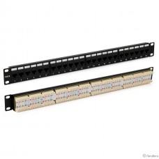 Hyperline PP3-19-48-8P8C-C6-110D Патч-панель 19″, 2U, 48 портов RJ-45, категория 6, Dual IDC, ROHS, цвет черный (задний кабельный организатор в комплекте) 
